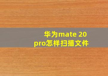 华为mate 20 pro怎样扫描文件